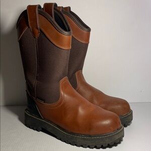 Men's Brown Leather Boots oil slip resistant ( brazos) very good condition